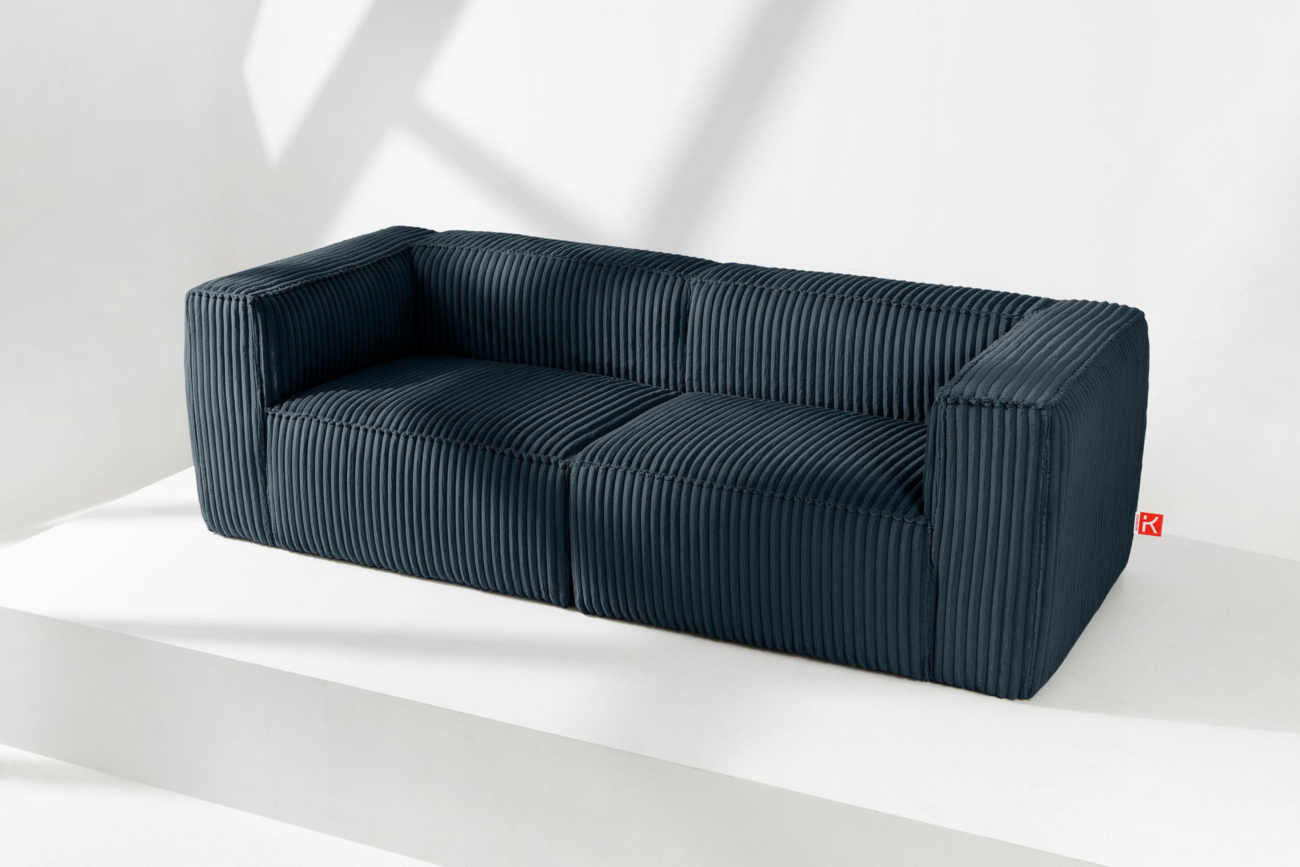 Thumbnail - Konsimo® 3-Sitzer-Sofa, Blau, Grün, Textil, 246x73x96 cm, Wohnzimmer, Sofas & Couches, Sofas, 3-Sitzer Sofas