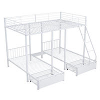 ETAGENBETT 140/200 und 2 x 90/200 cm in Weiß mit Schubladen, teilbar - Weiß, Metall (140/200cm) - OKMYHOME