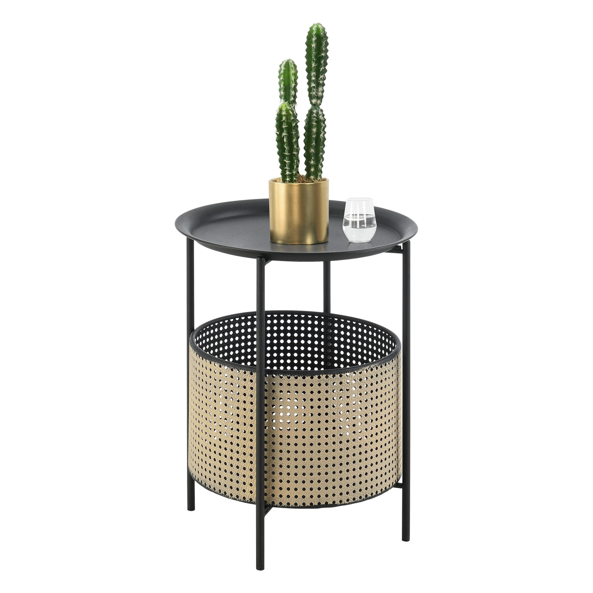 BEISTELLTISCH Beaumont - Schwarz, Metall (35/35/45cm) - [en.casa]