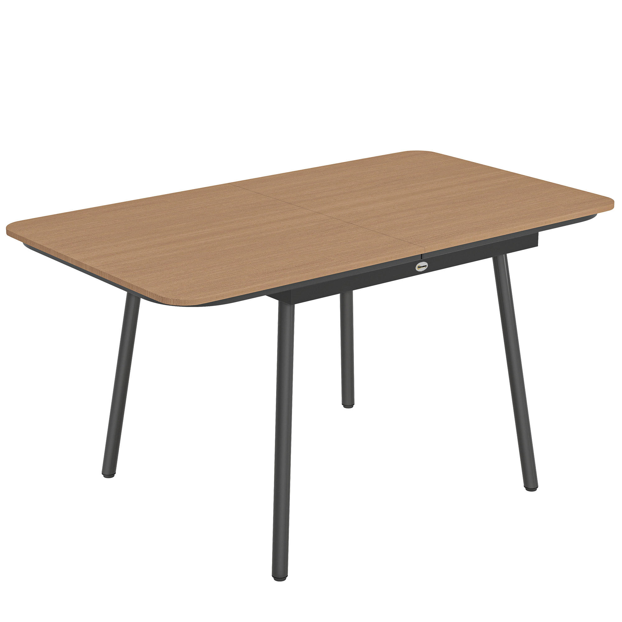 GARTENTISCH rechteckig 140/80/75 cm Teak - Schwarz/Teakfarben, Metall (140/80/75cm) - Outsunny