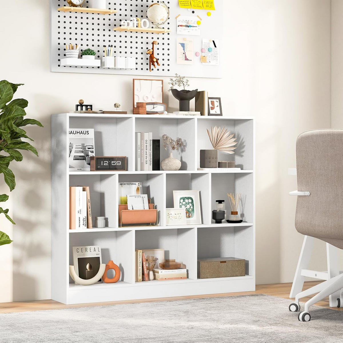 BÜCHERREGAL Weiß - Weiß, Holzwerkstoff (24/104/120cm) - COSTWAY