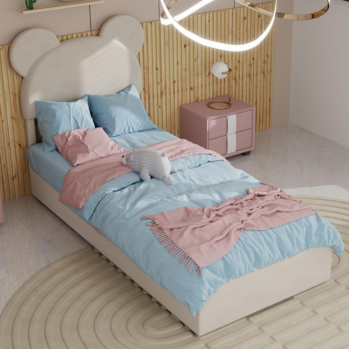 POLSTERBETT 90x200 cm Cartoon Stauraum beige - Beige, Textil (90/200cm) - Fortuna Lai