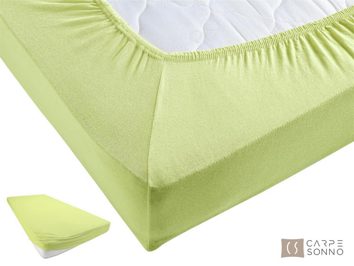 JERSEY-SPANNBETTLAKEN 160x200 cm aus 100% Baumwolle, Bettlaken Grün Uni - Grün, Textil (160/200cm) - Carpe Sonno