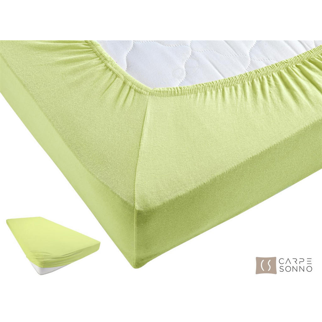 Thumbnail - Carpe Sonno Jersey-Spannbettlaken, Grün, Textil, Uni, Füllung: Baumwollfüllung, Rechteckig, 180x200 cm, Oeko-Tex® Made I...
