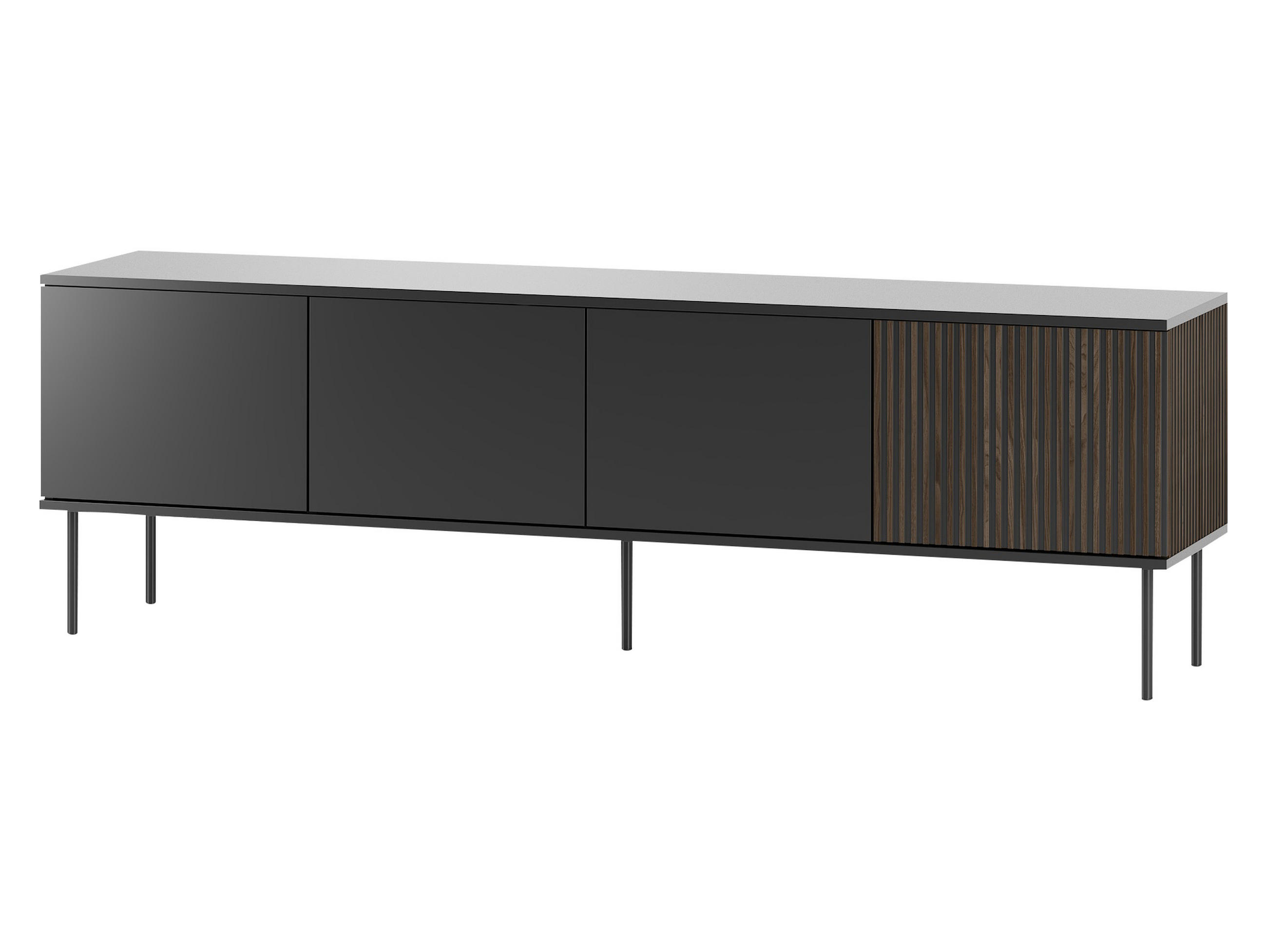 Mirjan24 Tv-Lowboard Schwarz, Nussbaum 182x57x39 cm