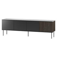 TV-LOWBOARD 180 4D Notte 07 - Nussbaumfarben/Schwarz, Holzwerkstoff/Metall (182/57/39cm) - MIRJAN24