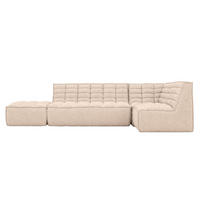 ROHOVÁ SEDAČKA modulární ve tvaru L s taburetem, plyšová tkanina Pop, Krémová, Pravá strana, LAZY L s taburetem - krémová, dřevo (333/173cm) - Kaiser Möbel