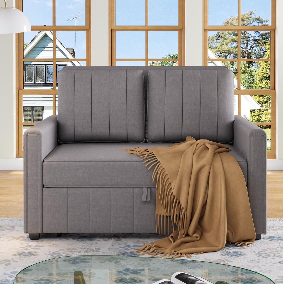 KLAPPSOFABETT mit Schlaffunktion und 3-fach Rückenlehne Antikgrau 127/75/94 cm - Grau, Textil (75/94/127cm) - Redom