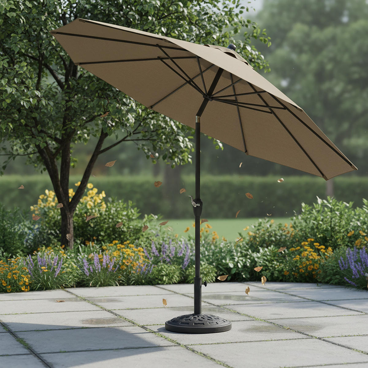 STOJAN slunečník - černá, kov/plast (49/49cm) - Relaxdays