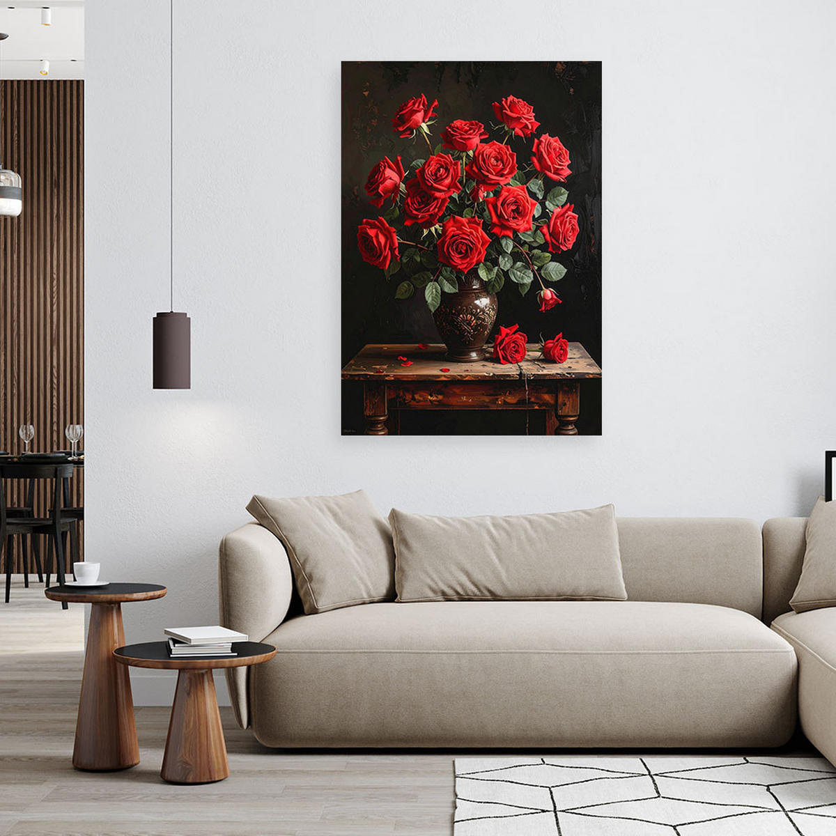 LEINWANDBILD Blumen 80x120cm - Rot, Textil (80/120cm) - Feeby