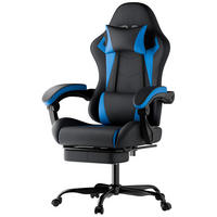 GAMINGSTUHL ergonomisch höhenverstellbar PVC Schwarz Blau - Blau, Kunststoff (63/120.5/58.5cm) - Meubliv