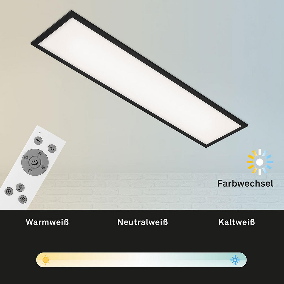 LED AUFBAU PANEL Schwarz - Schwarz, Metall (100/25/8cm) - Briloner