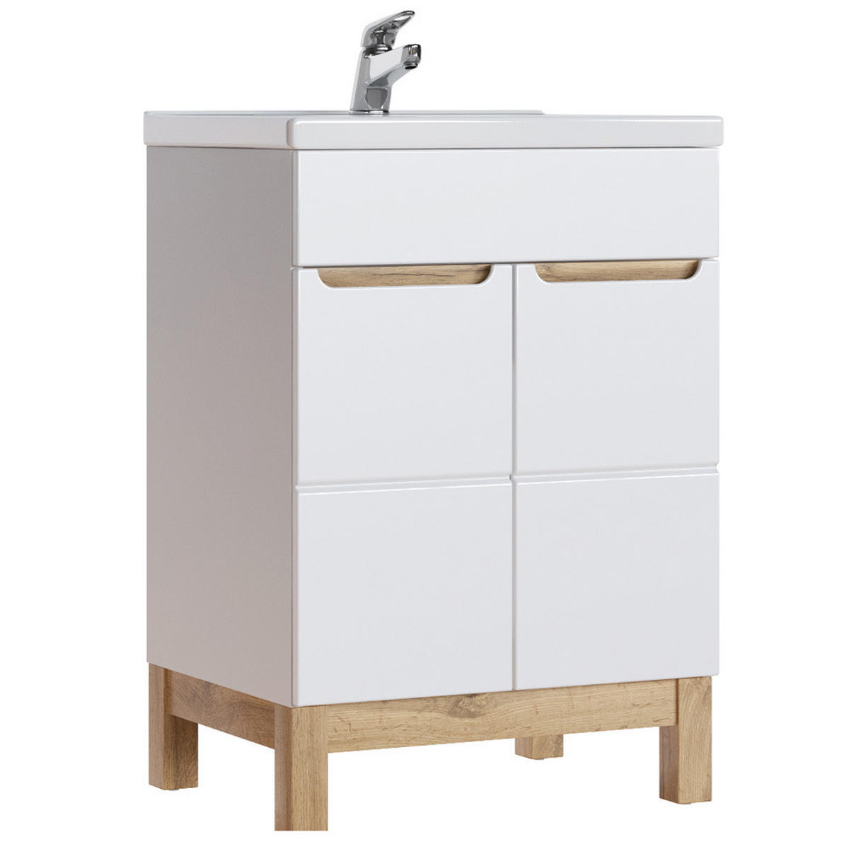 BADMÖBEL-SET 5-TLG. Solna-56 - Weiß, Holzwerkstoff (160/200/46cm) - Lomado