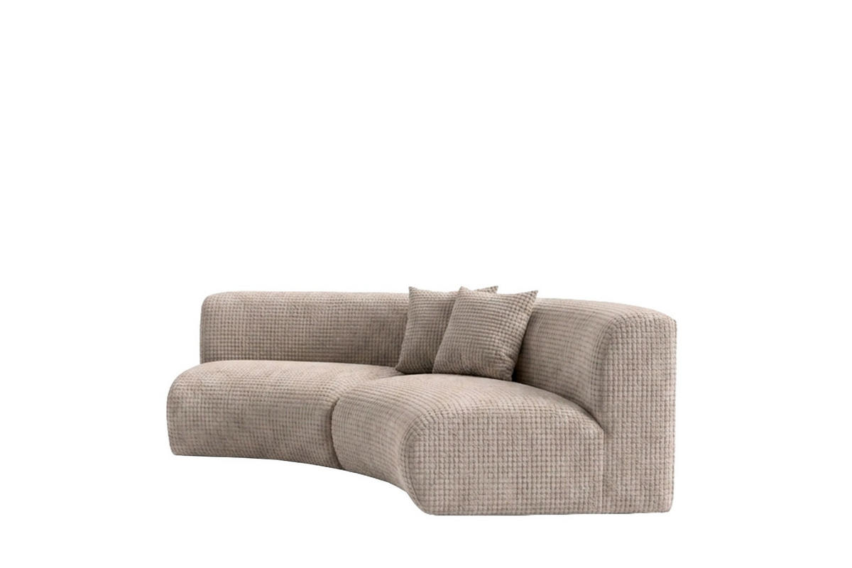 SOFA Round, Chenille-Stoff Cremona, Beige, GRETA - Beige, Holz (294/70/89cm) - Kaiser Möbel