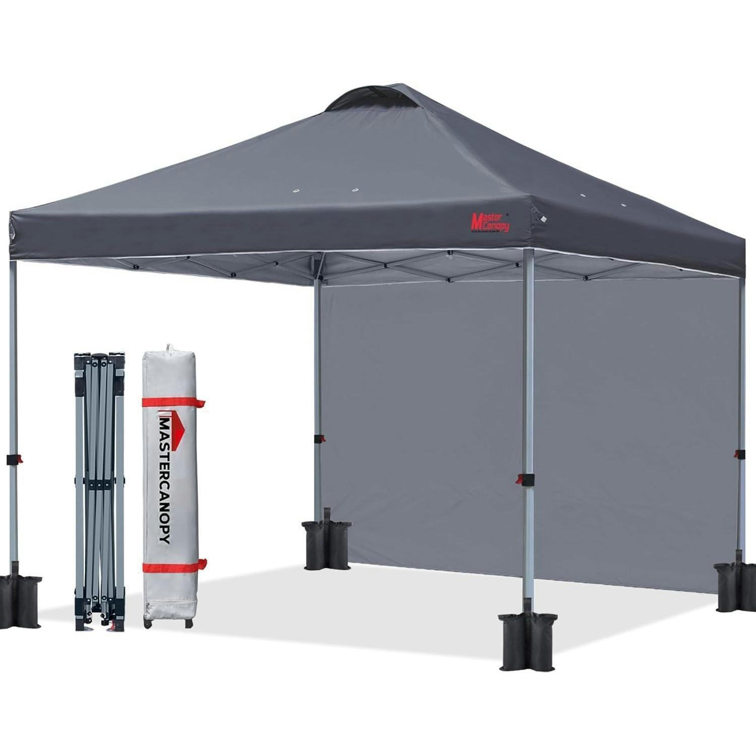 FALTPAVILLON 2,5 x 2,5 m Dunkelgrau mit Seitenwand - Anthrazit, Textil (243.8/268.2/243.8cm)