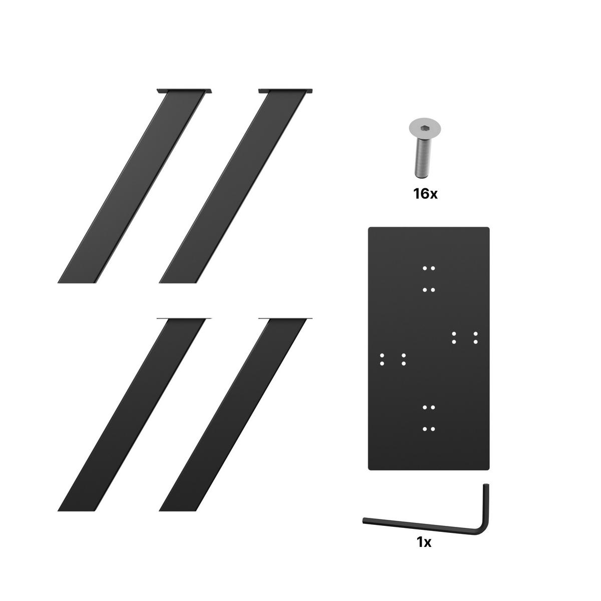 TISCHBEINE Enif Metall Schwarz 72cm - Schwarz, Metall (72/72/150cm) - Metalo Pro