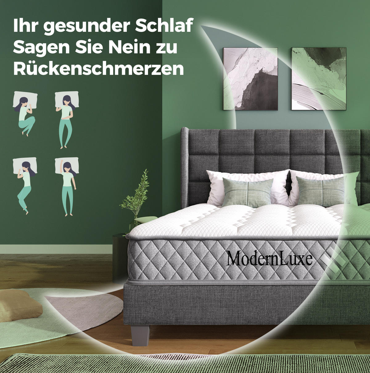 SAMT-POLSTERBETT 90/200 cm in Dunkelgrün inkl. Matratze & Lattenrost - Grün, Textil (90/200cm) - BEAOK