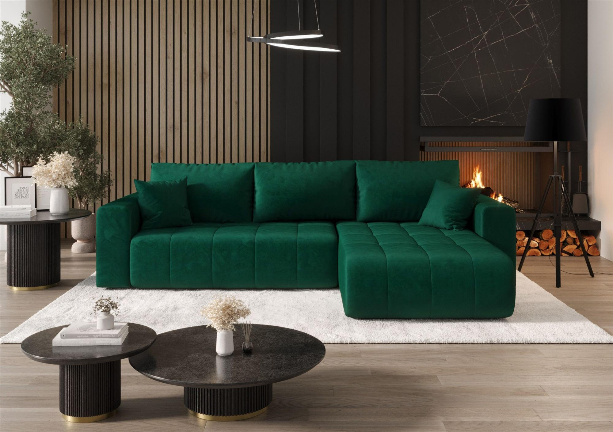 ECKSOFA Camila - Grün, Holzwerkstoff/Textil (280/185cm) - Fun Möbel