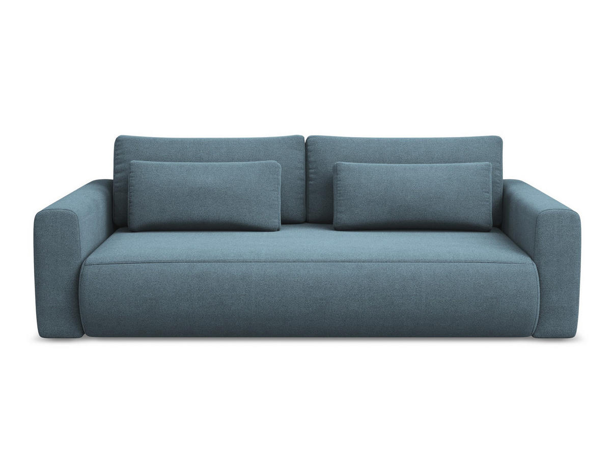 3-SITZER SOFA mit Schlaffunktion Strukturstoff Stoff Blau - Blau/Schwarz, Kunststoff/Textil (238/82/105cm) - Makamii