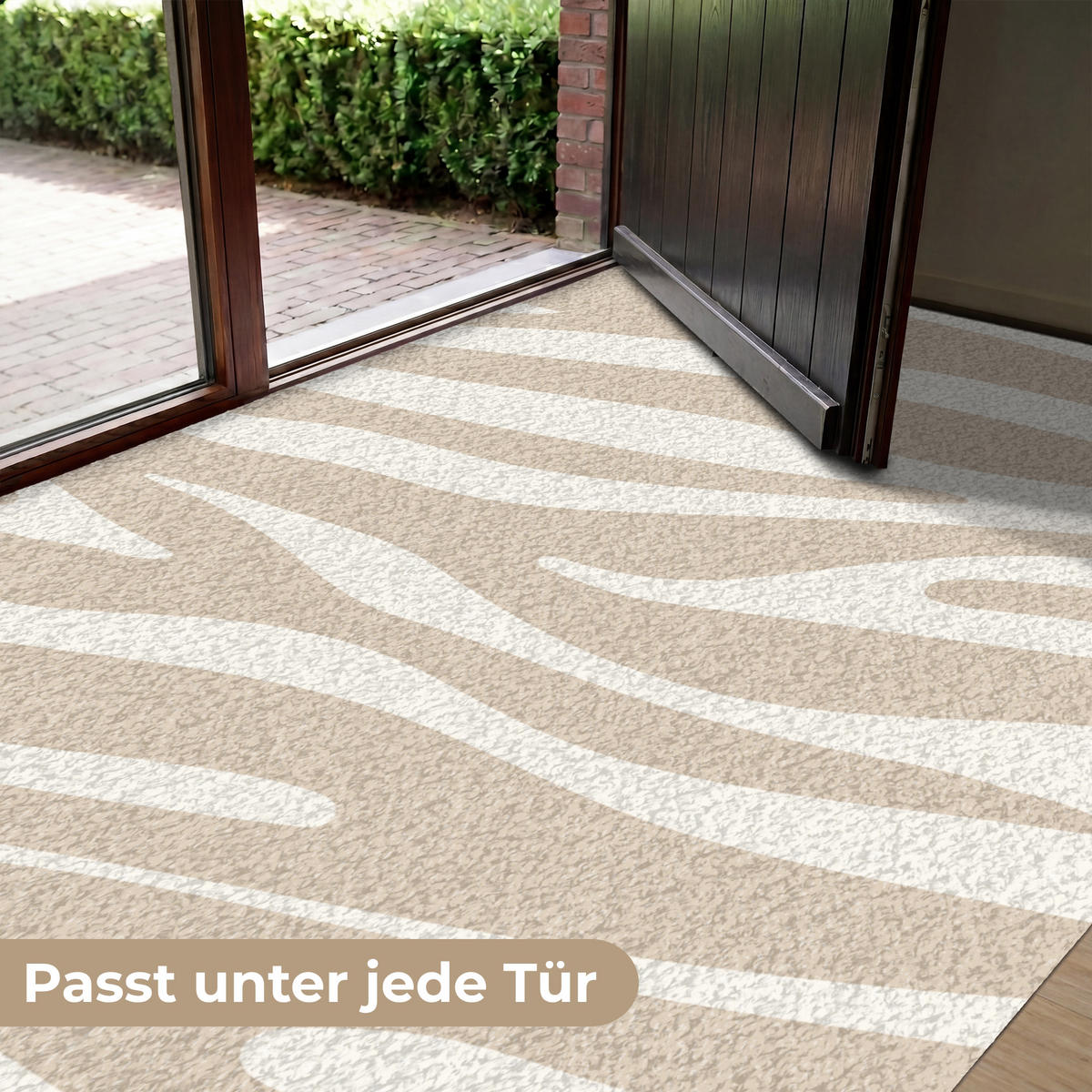 FUSSMATTE Zebramuster - Beige - Weiß - Tiermuster Schmutzfänger 180x120 cm - Beige, Kunststoff (180/120cm) - MuchoWow