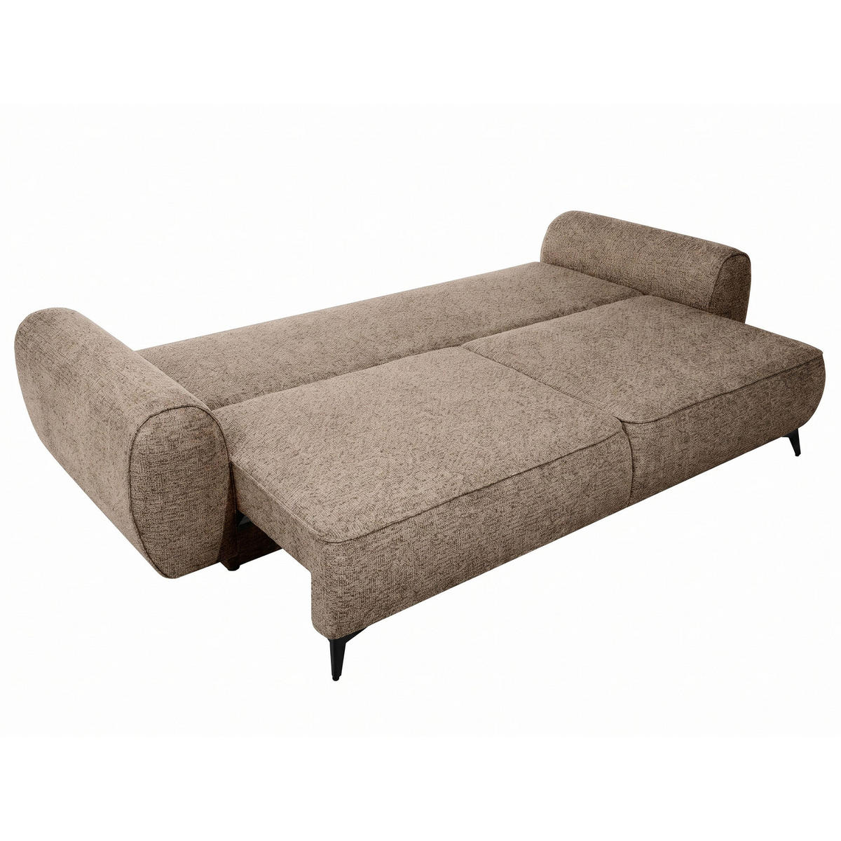 ROZKLÁDACÍ POHOVKA Vito, 3místná s úložným prostorem, systém DL, žinylková látka, hnědá - černá/hnědá, textil (256/90/99cm) - Beautysofa
