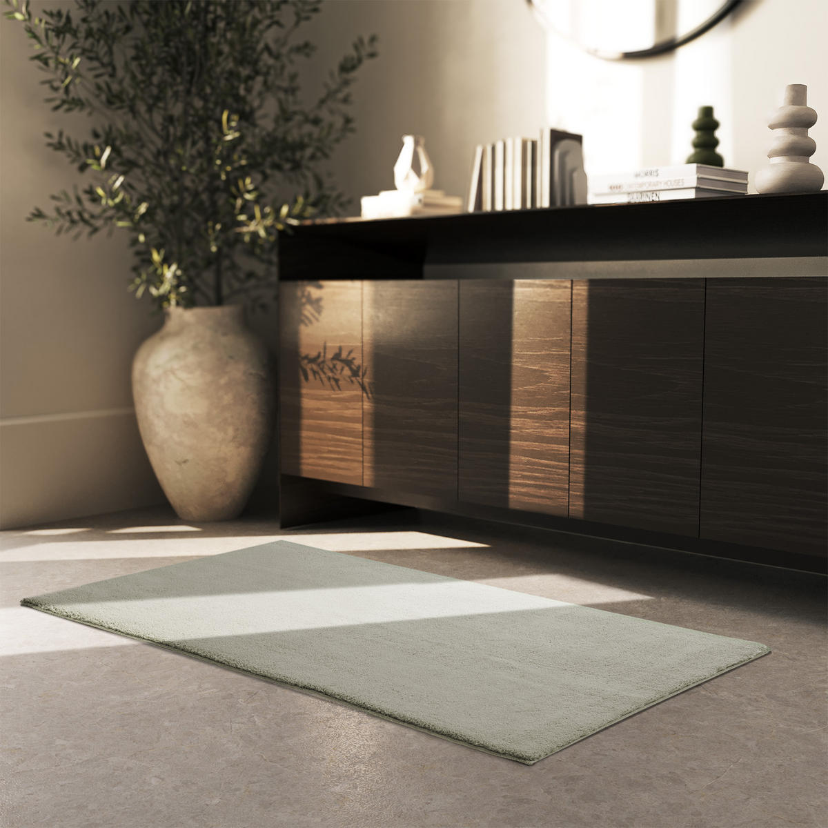 KURZFLORTEPPICH Soft Zone,rutschfeste Unterseite,Sand - Sandfarben, Kunststoff (150/80cm) - tectake