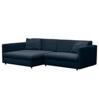 ECKSOFA mit Longchair - Blau/Schwarz, Kunststoff/Textil (290/183cm) - home24