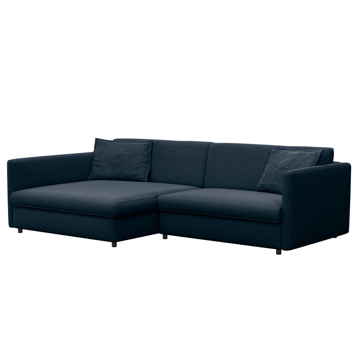 ECKSOFA mit Longchair - Blau/Schwarz, Kunststoff/Textil (290/183cm) - home24