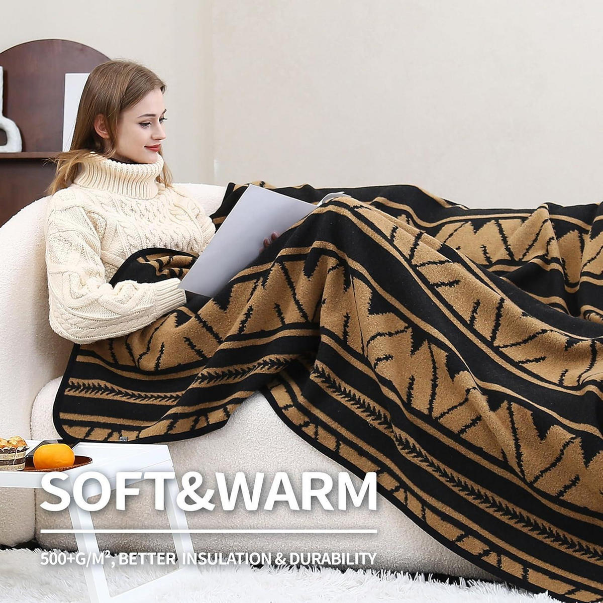 WOLLDECKE 200 x 160 cm Sierra Khaki - Multicolor, Textil (160/200cm)