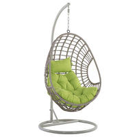 HÄNGESESSEL mit Gestell PE Rattan taupe 96 cm Arpino - Taupe/Grün, Kunststoff (96/200/96cm) - Beliani