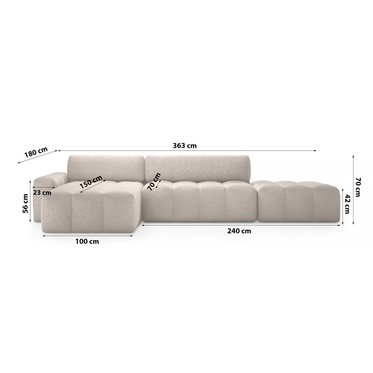 ECKSOFA mit Schlaffunktion Liptitz La, Brown - Braun, Textil (100/363cm) - Fedve