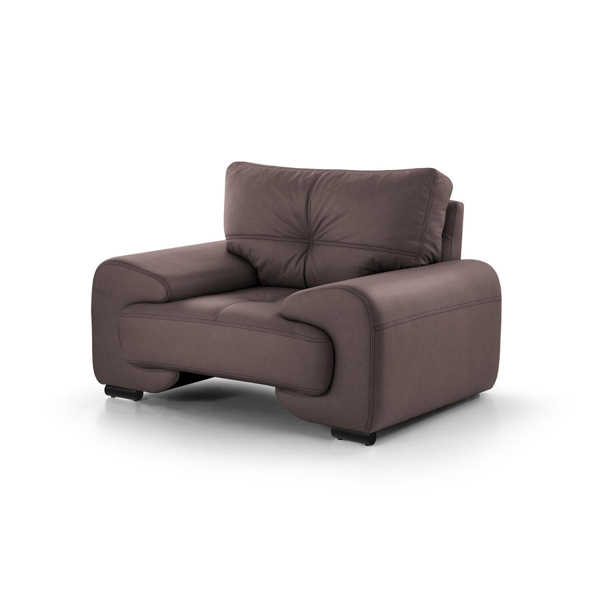 SITZGARNITUR Omega, zwei Sofas und Sessel, aus Kunstleder, Dunkelbraun - Dunkelbraun/Schwarz, Leder (225/88/98cm) - Beautysofa
