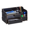 SCHREIBTISCH-ORGANIZER - Schwarz, Holzwerkstoff (19/33/17cm) - Relaxdays