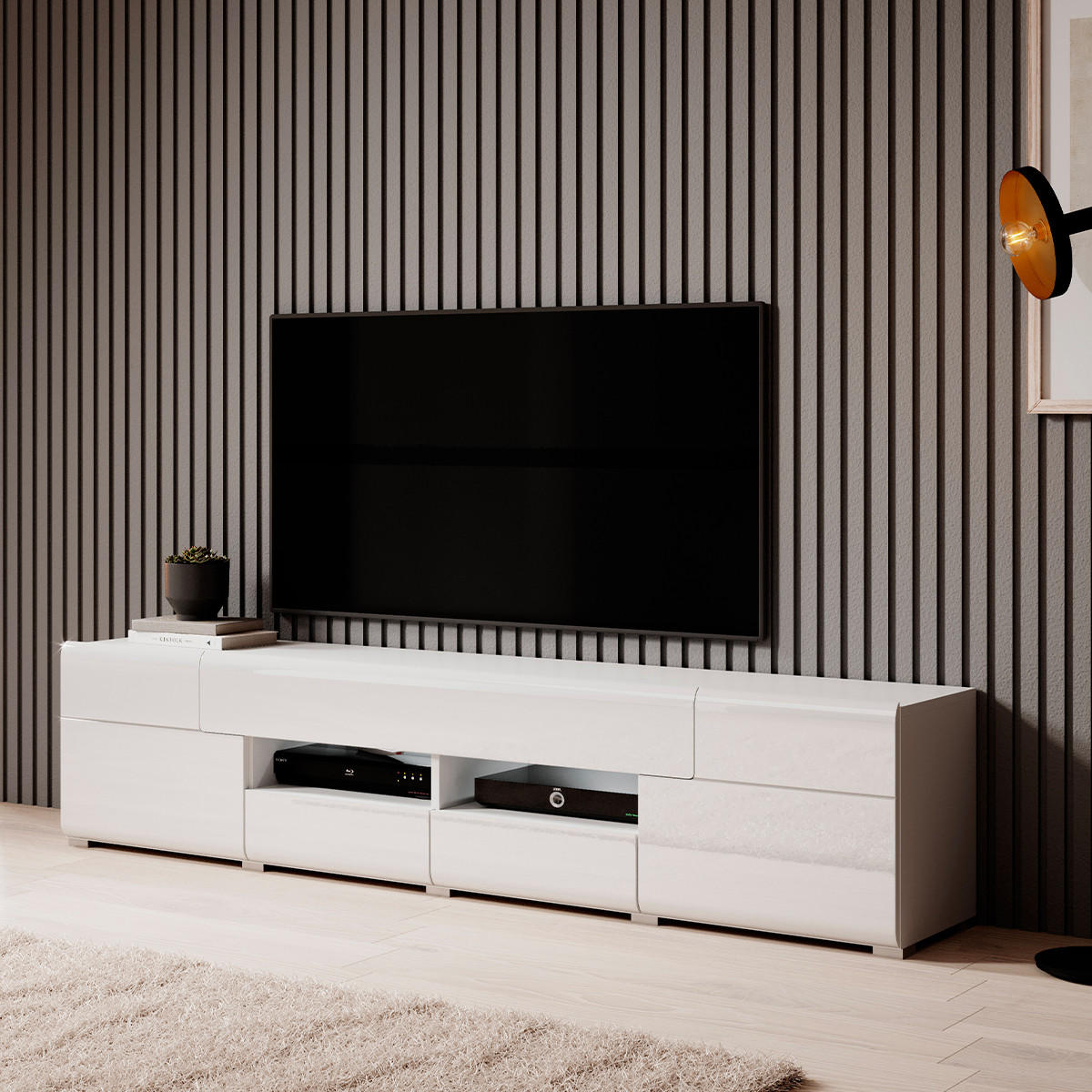 TV-MÖBEL Jules Weiß - Weiß, Holzwerkstoff (208/47/39cm) - Petits-meubles