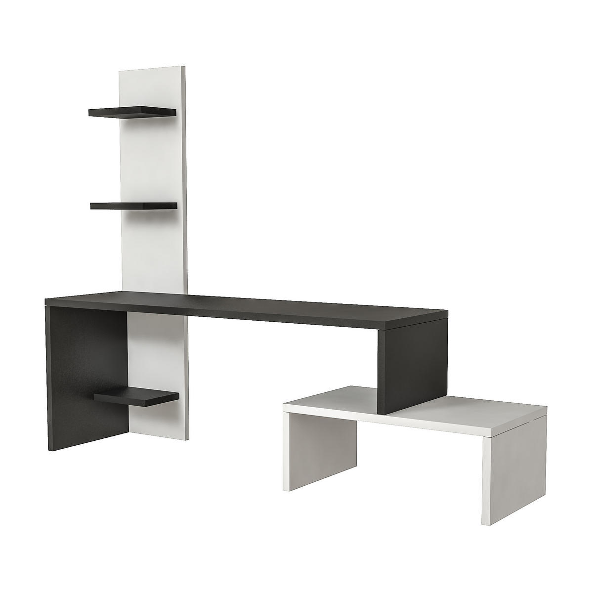 TV-ELEMENT Hörby - Schwarz/Weiß, Holzwerkstoff (124/100/32cm) - [en.casa]