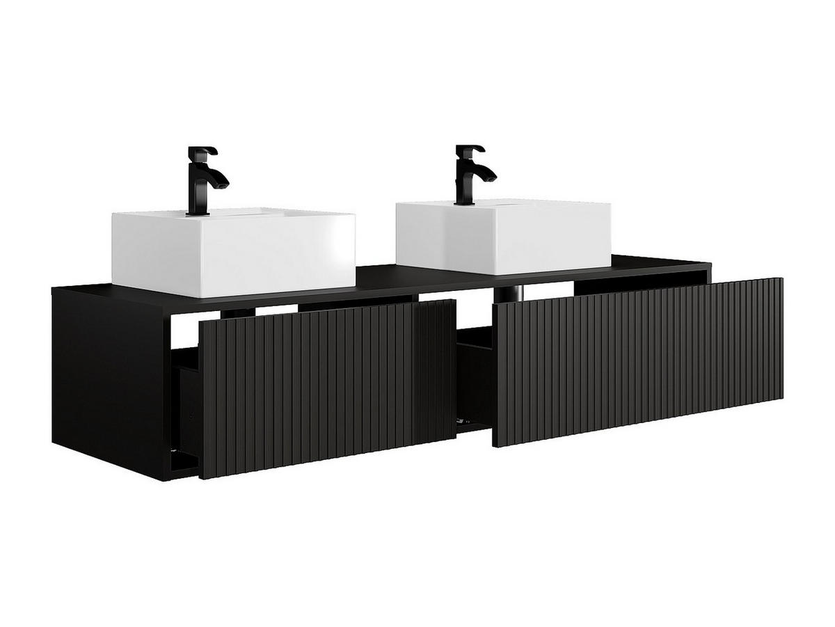 DOPPELWASCHTISCH - 150 cm x 47 cm - Holz, Platte - Schwarz - ARNEGA - Schwarz, Holz (150/32/47cm) - Vente-Unique
