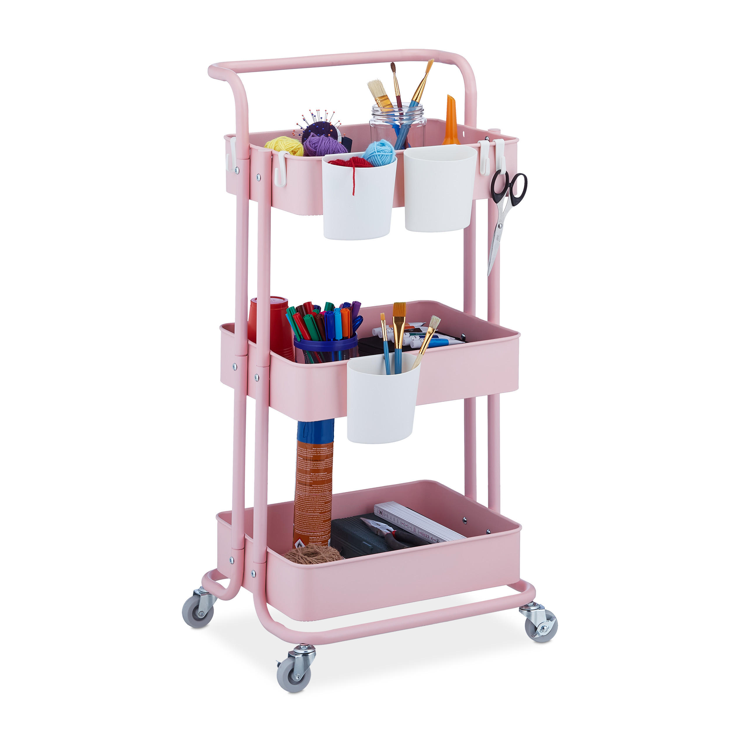 ROLLWAGEN - Rosa, Kunststoff/Textil (38/86/39cm) - Relaxdays