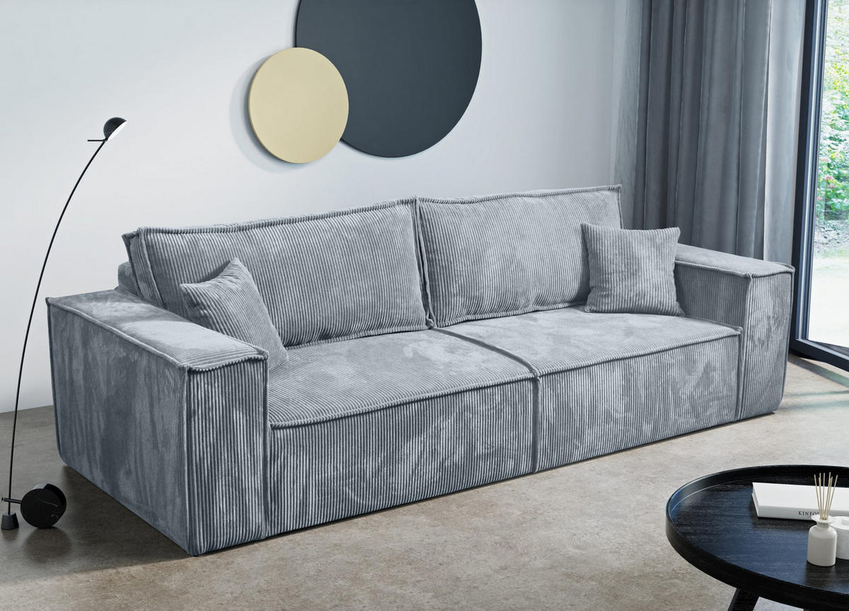 SCHLAFSOFA Sekwana Hellgrau (Poso 55) - Hellgrau, Textil (255/85/105cm) - Fedve