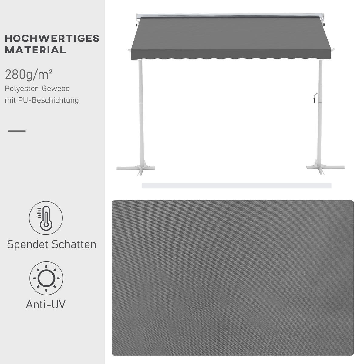 STANDMARKISE, Grau, Metall, Polyester - Grau, Metall (295/255/300cm) - Outsunny