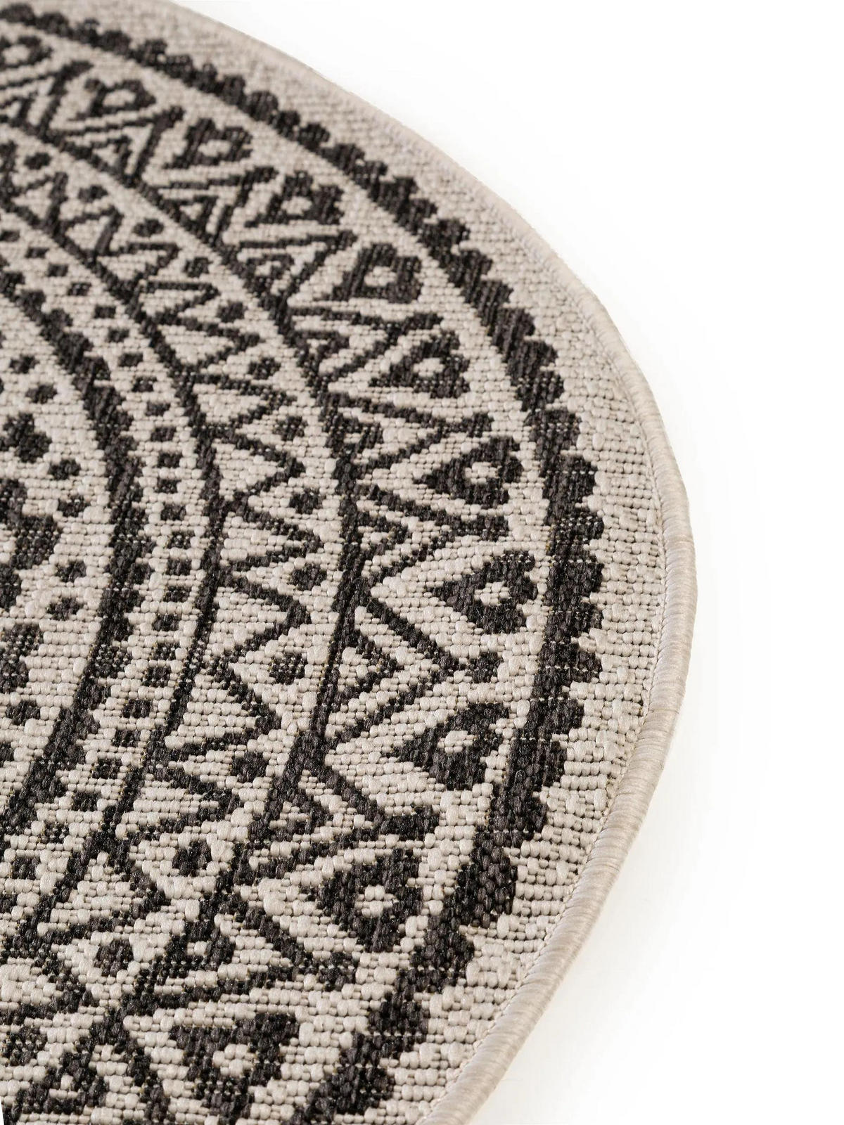 OUTDOORTEPPICH rund Cleo Weiß/Schwarz ø 120 cm rund - Weiß, Textil (120/120cm) - benuta Nest