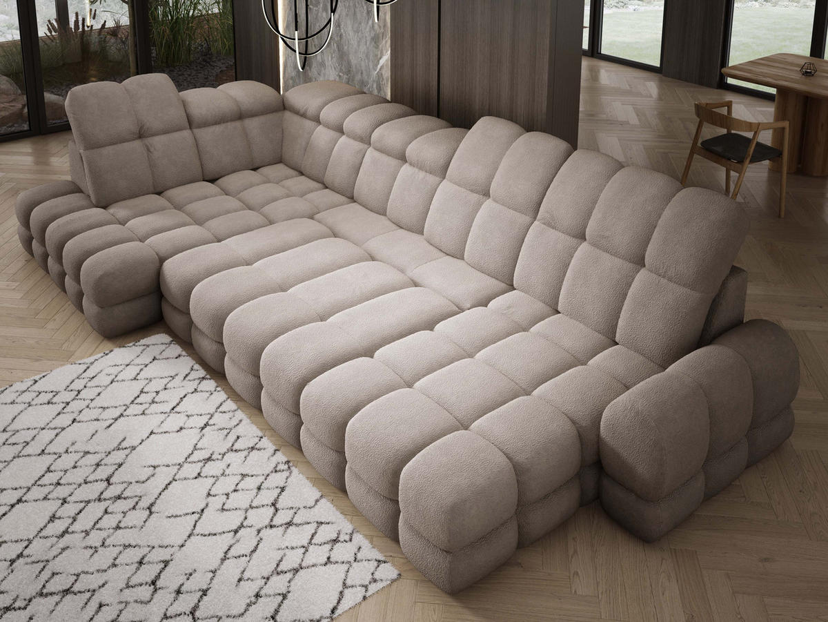 ECKSOFA TOLLO Anthology-stoff U-form 400x217x105 cm sand - Ecru, Holz/Textil (400/217cm) - DomoHome
