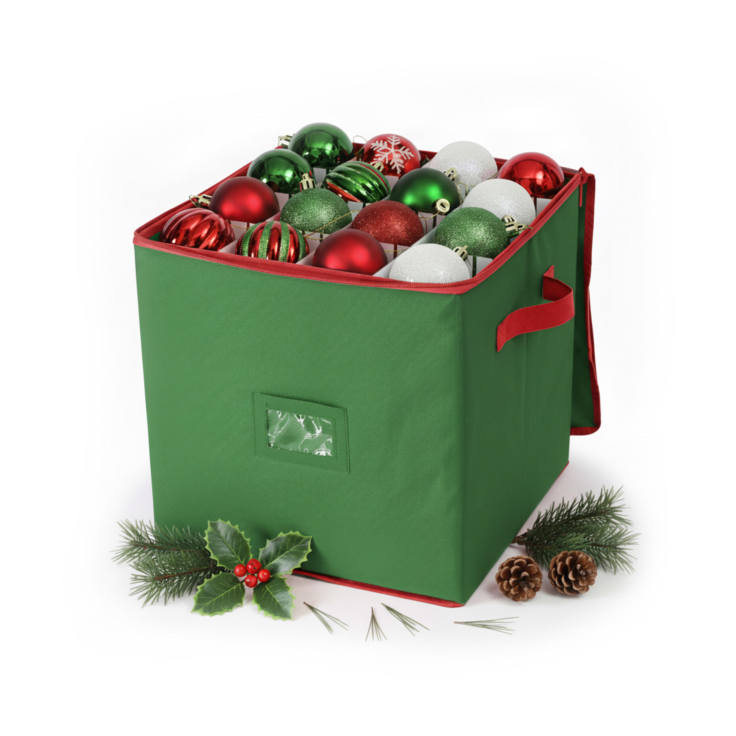 Relaxdays BOX Zelený na vánoční koule 64 ks