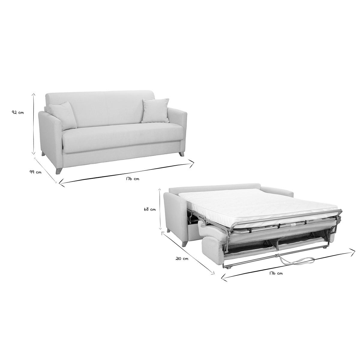 SCHLAFSOFA Skandinavisch 3-Sitzer Beige SKANDY - Beige, Textil (99/92/176cm) - Miliboo