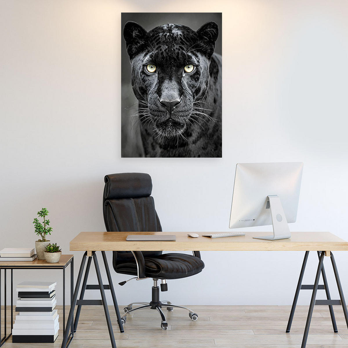 BILD auf Leinwand, Schwarzer Panther Tiere Natur - Schwarz, Textil (20/30cm) - Feeby
