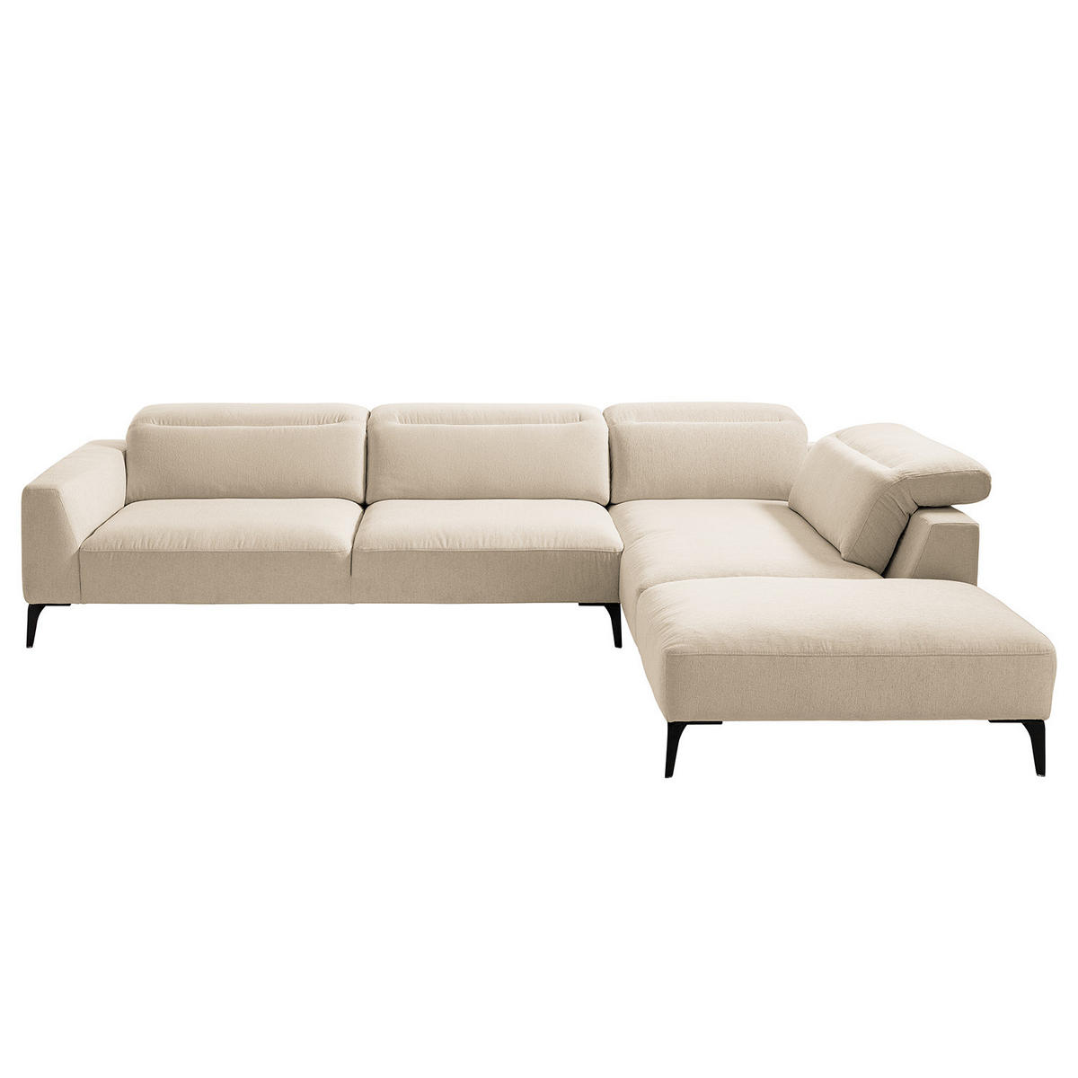 ECKSOFA mit Ottomane - Beige/Schwarz, Textil/Metall (325/238cm) - home24