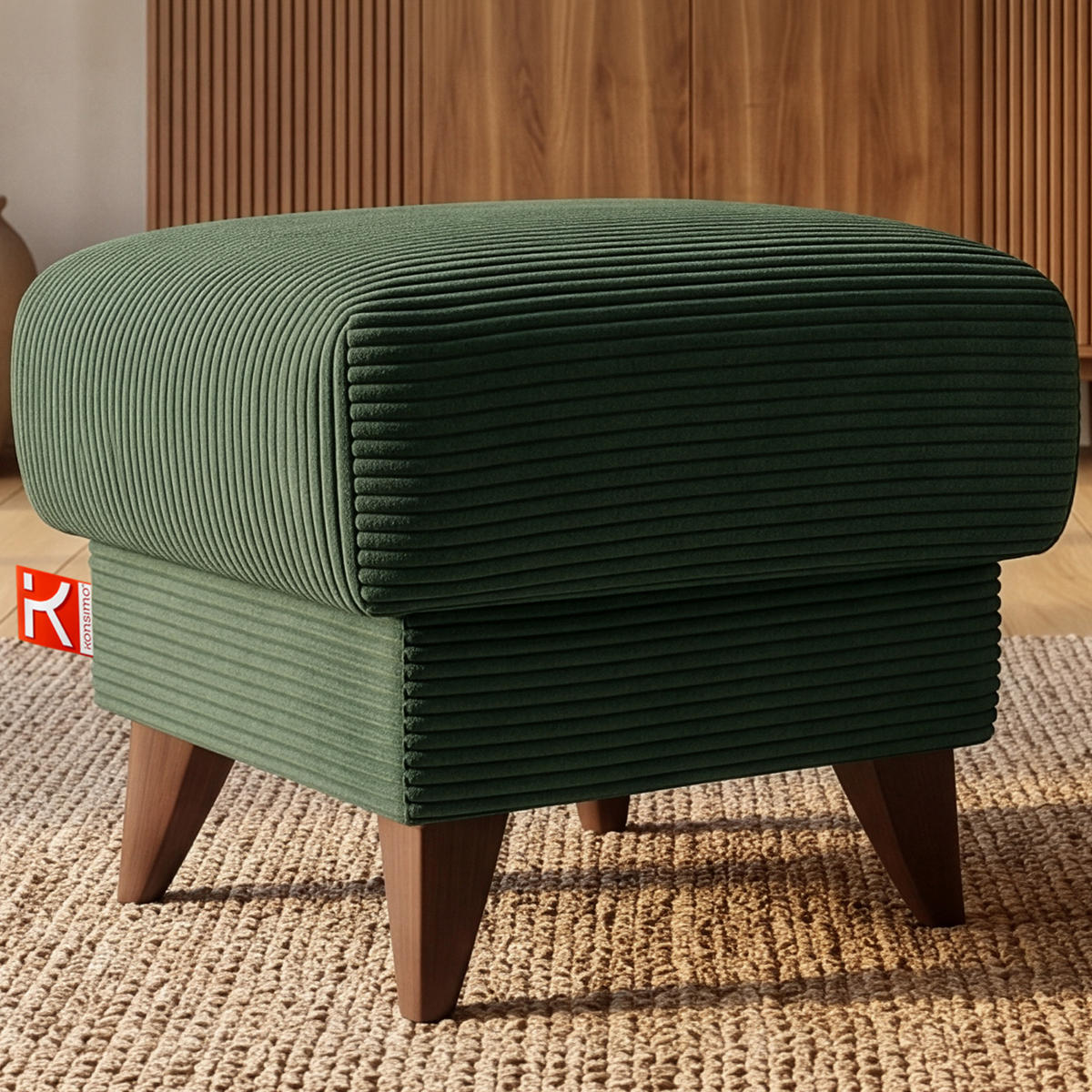 FUẞSTÜTZE GUSTAVO II, Dunkelgrün - Dunkelgrün/Braun, Holz/Holzwerkstoff (53/49/53cm) - KONSIMO®