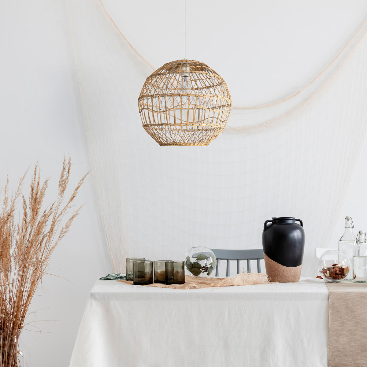 PENDELLEUCHTE Maite - Schwarz/Weiß, Metall (40/40/39cm) - Paco Home