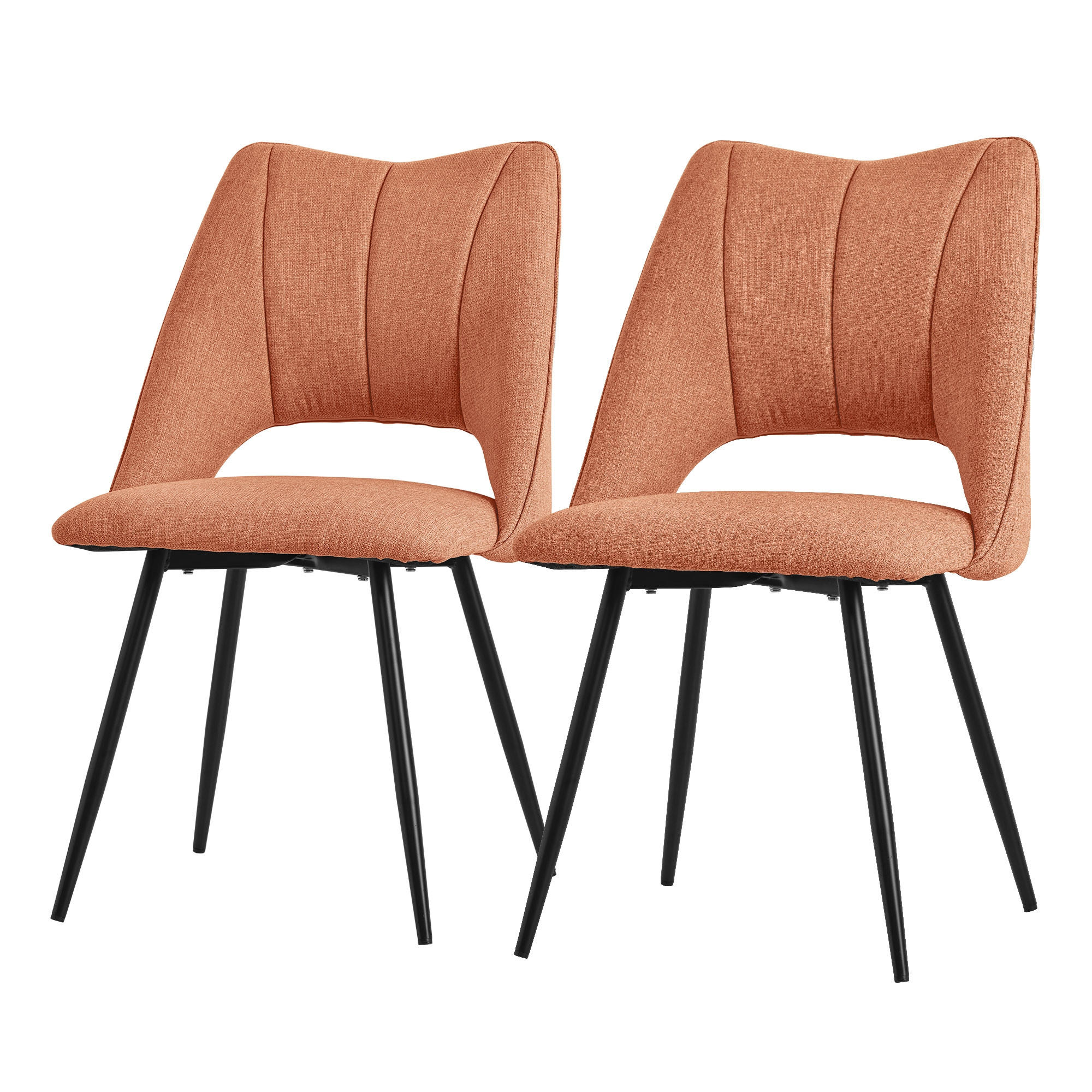 ESSZIMMERSTÜHLE 2ER-SET Orange Stoffbezug - Schwarz/Orange, Textil/Metall (57/89/53cm) - ML-DESIGN