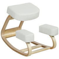 KNIESTUHL Birke Polyester Cremeweiß - Creme, Holz (51/58/69cm) - Vinsetto
