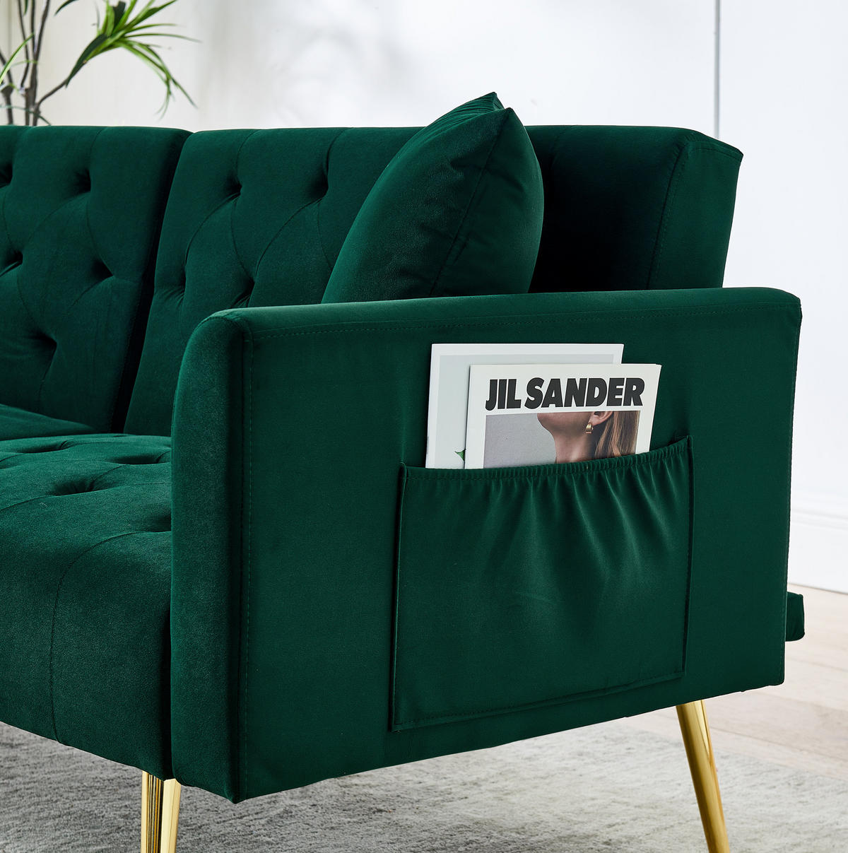 SOFA mit verstellbarer Rückenlehne 2-Sitzer Samt Grün - Grün, Holzwerkstoff (177/74/78cm) - Meubliv